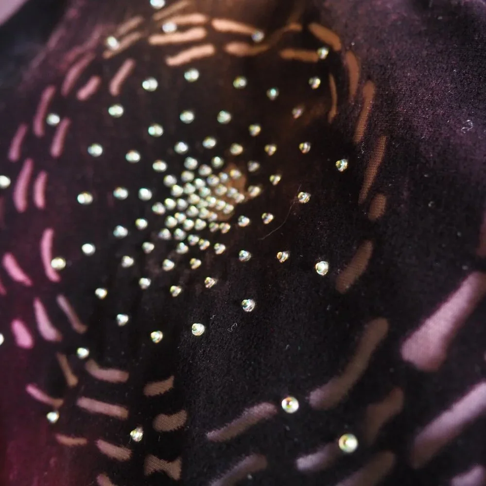 Vintage Andrea Polizzi for Rex Lester 90’s Burnout Velvet Bedazzled Dress - Picture 9 of 10